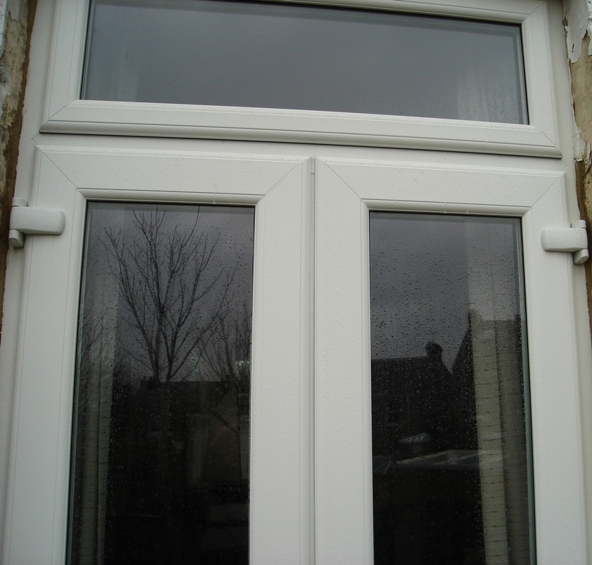 Upvc Double Glazed Frenc Doors Kent Home Improvements 01843 299000 French Doors High Security Double Glazed Upvc White With Top Light Opening